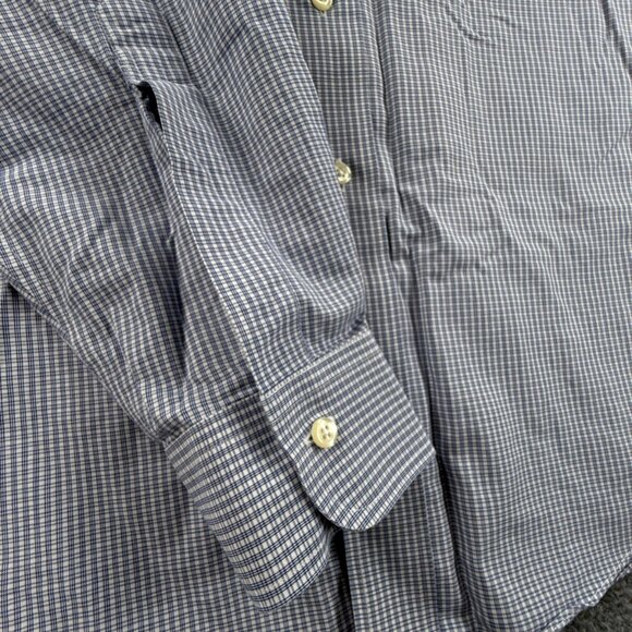 Brooks Brothers Non Iron Button Up Shirt Long Sleeve 16 35 Regent Check Blue - Picture 9 of 12